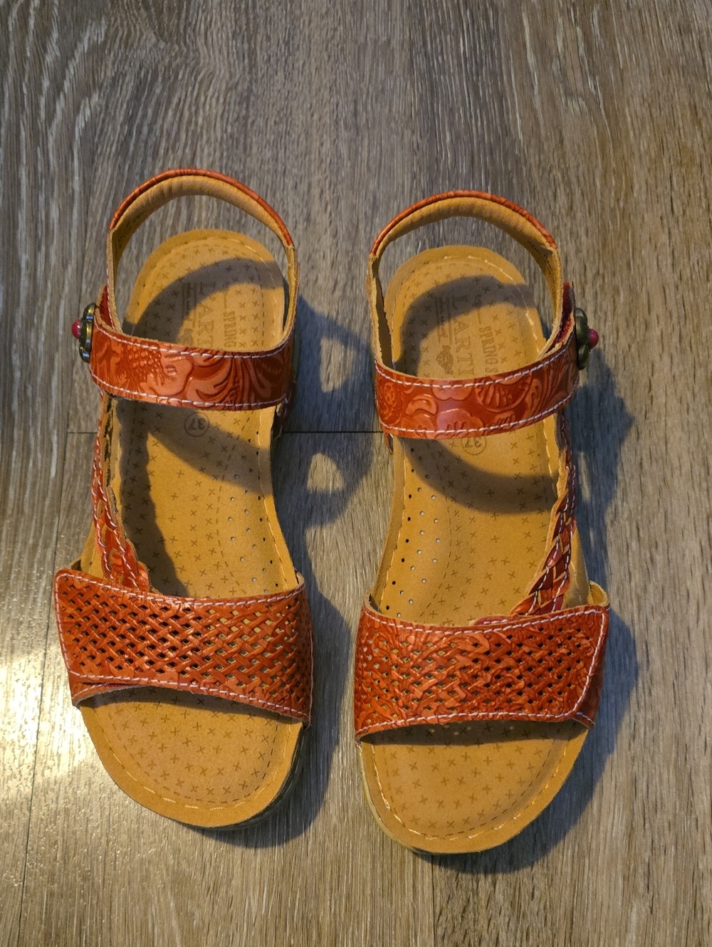 Spring Step Coral Leather Slingback Sandals Size 37